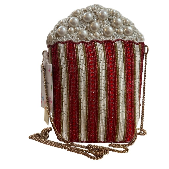 Hardheaded Beaded Popcorn Bag Chain Strap crossbody purse novelty statement NWT - Picture 2 of 12